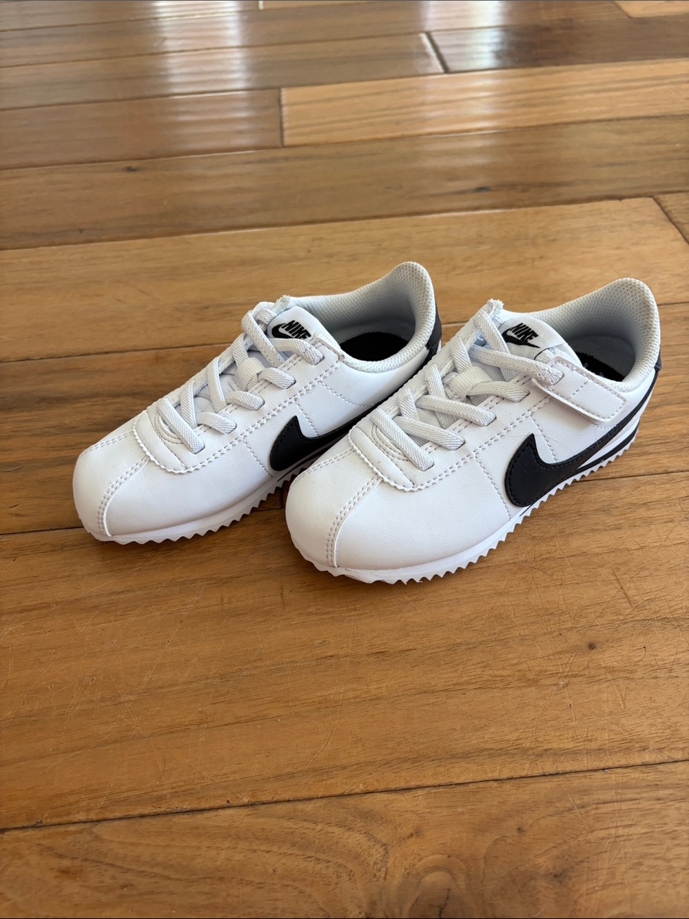 Nike Kids White and Black Cortez-Inspired Sneakers
